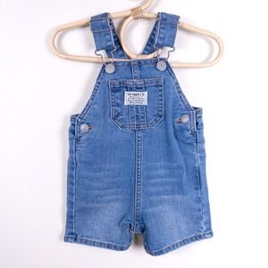 Levi's Shortall Kids 6M Blue Denim Overall Shorts Medium Wash